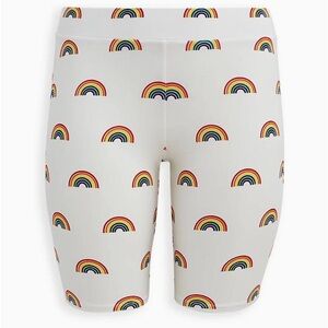 NWOT Torrid pride white rainbow cotton spandex biker shorts bike